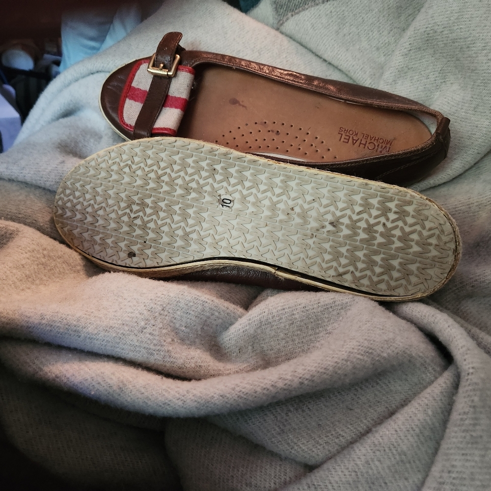 Michael Kors Brown and Red Striped Flats